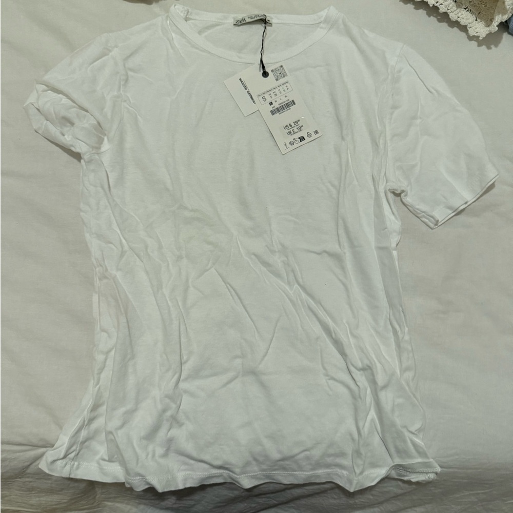 white zara tee